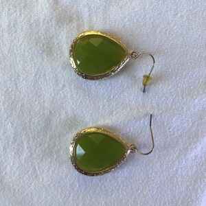 Vintage olive green teardrop earrings